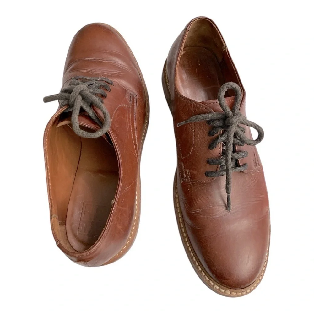 FRYE Men's Oxford Shoes Brown Leather Made in Mexico. US Size 9 D